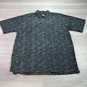 Johari West Shirt Mens XL Green Black Hawaiian Aloha Camp Button Front Cotton